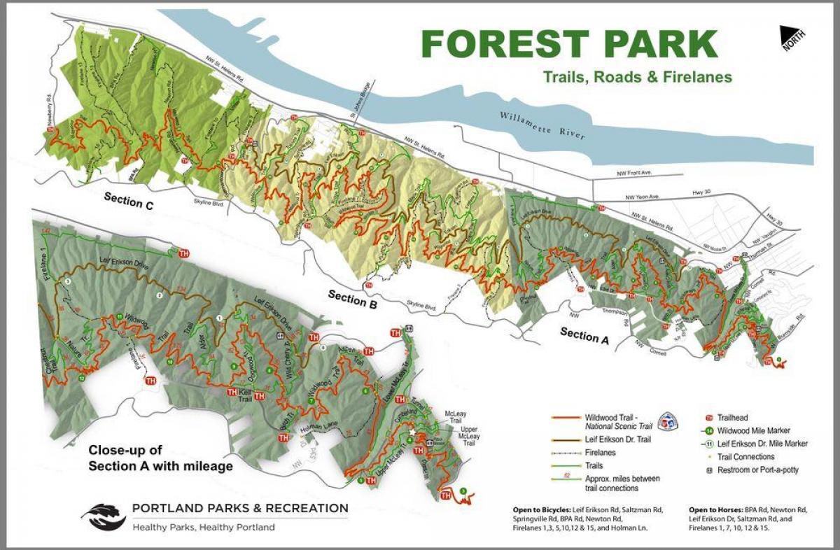 Forest Park kart Portland