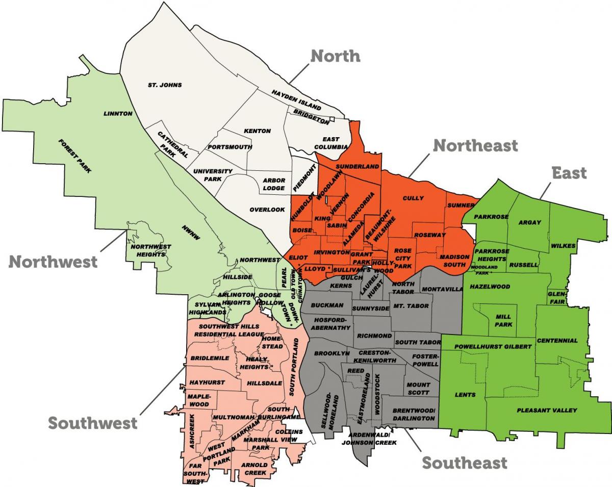 Portland forstedene kart