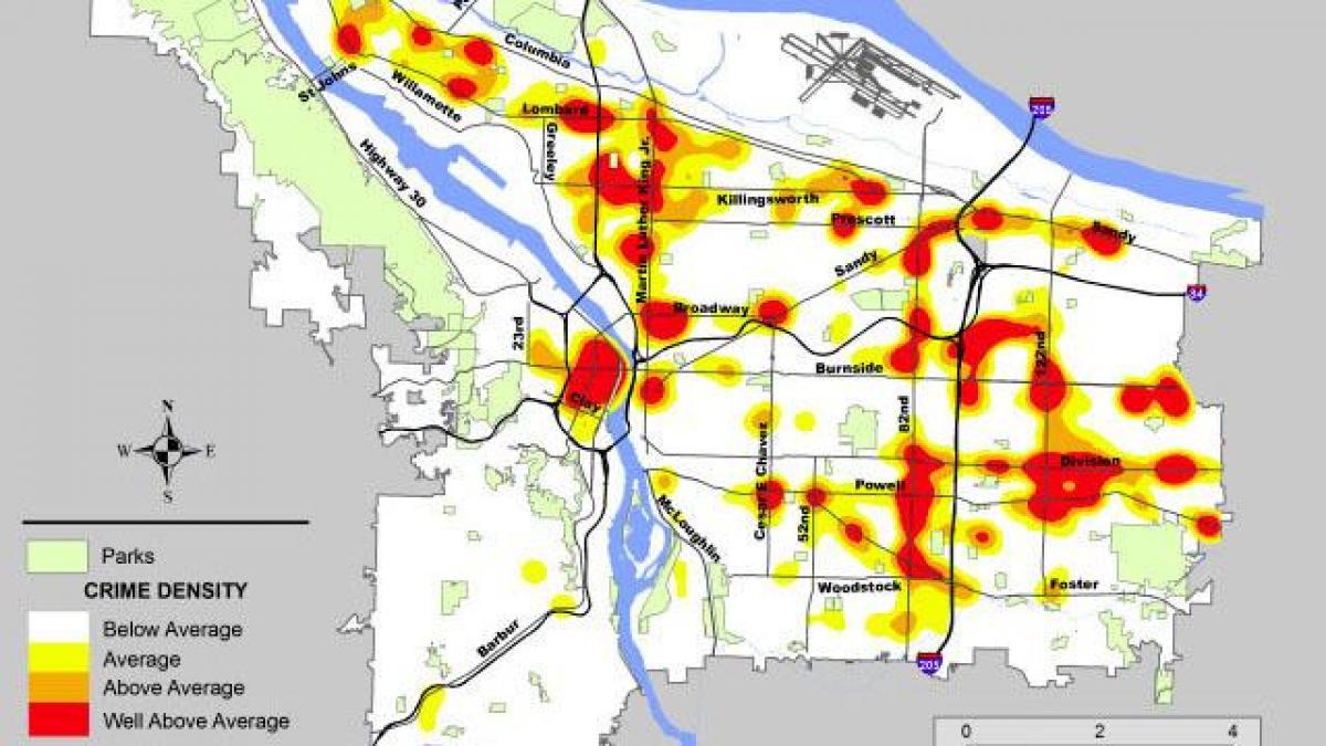 Portland kriminalitet kart