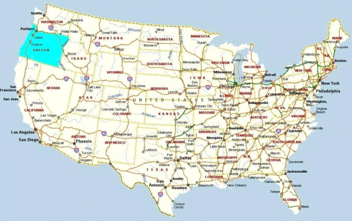 kart over Portland, Oregon, USA