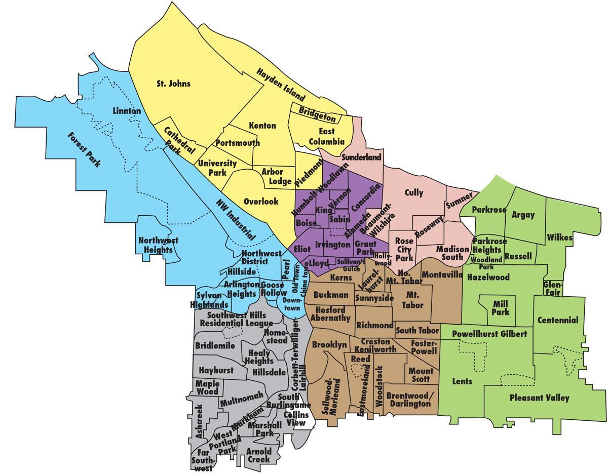kart over Portland distriktene