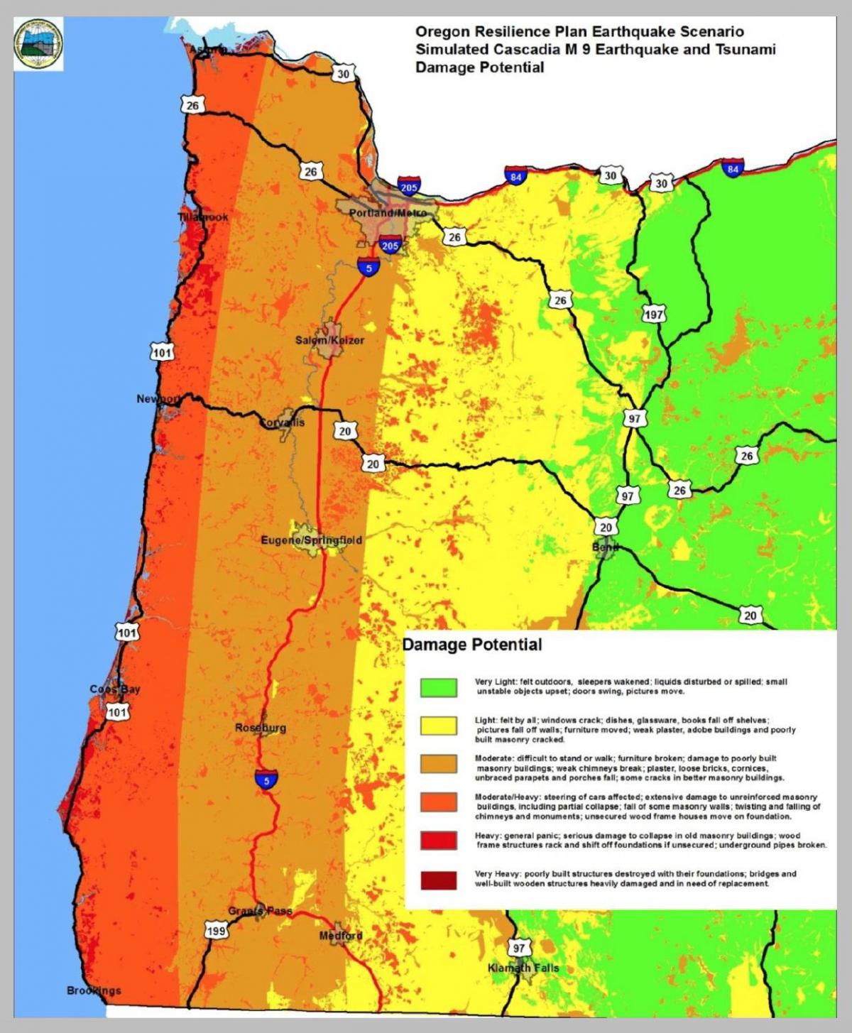 jordskjelv kart Portland