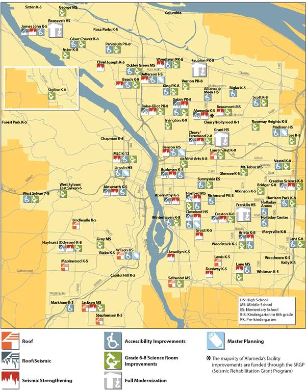 Portland offentlige skoler grensen kart