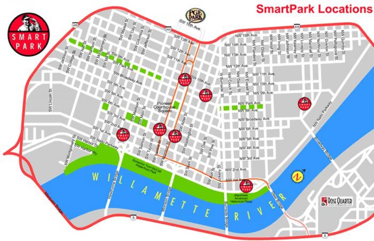 kart over Portland smart park