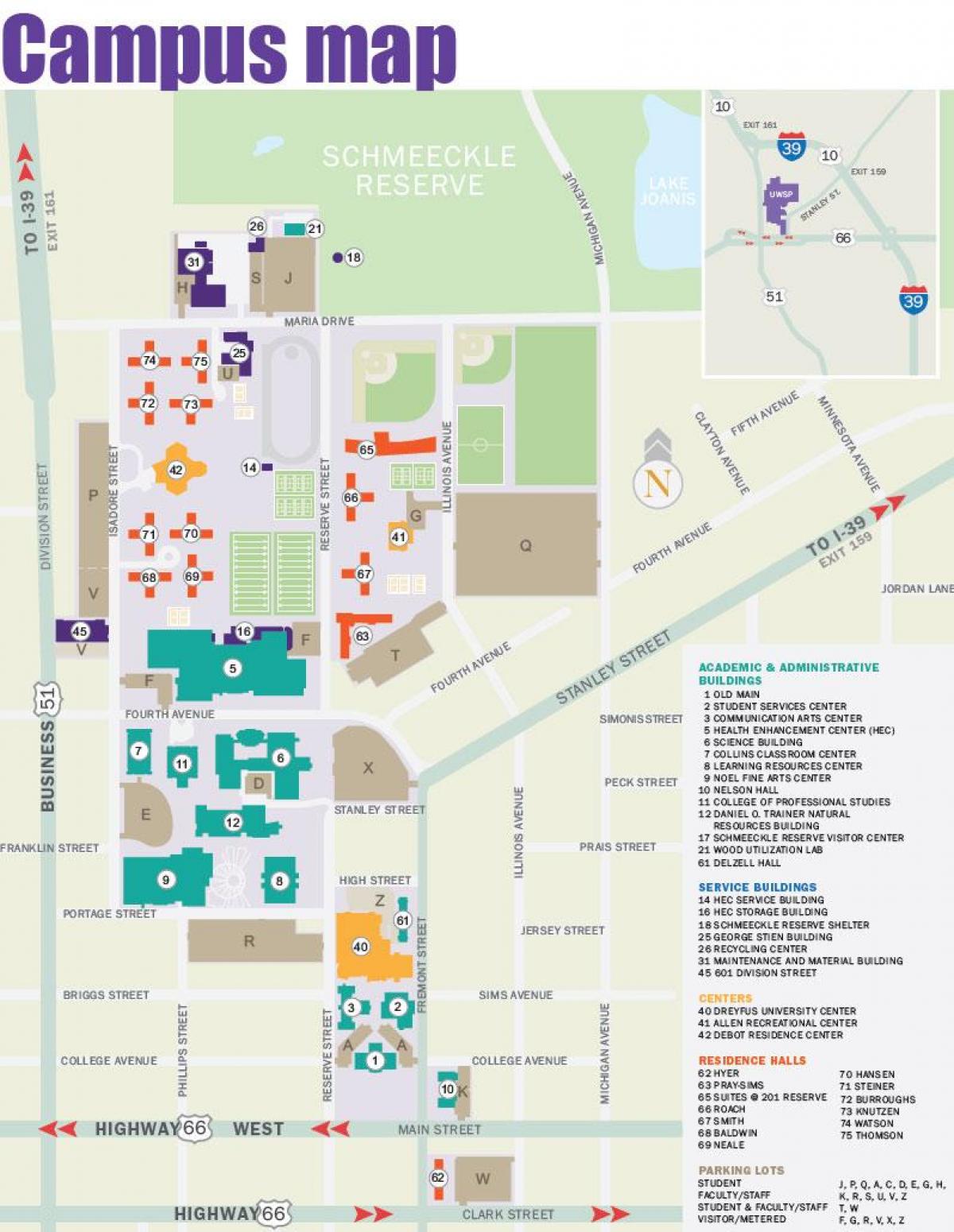 kart over Portland state University (universitet)