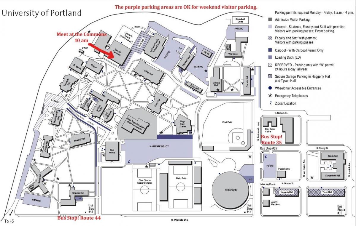 kart av University of Portland
