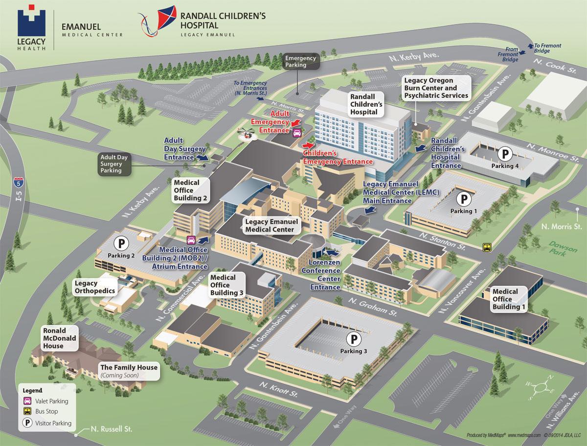kart over Portland sykehus