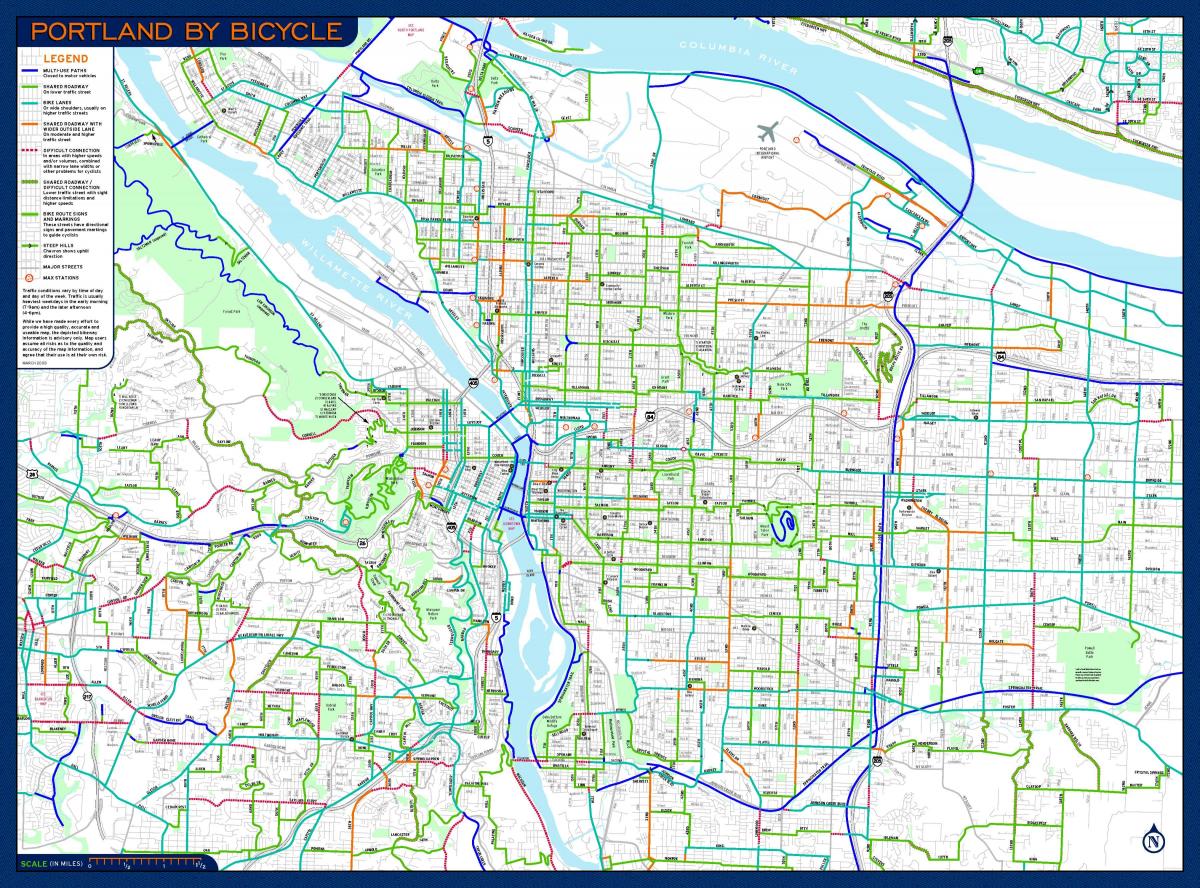 kart over Portland sykkel