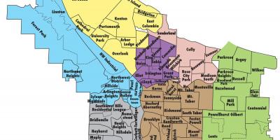 Kart over Portland distriktene