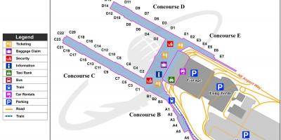 Kart over Portland internasjonale flyplass