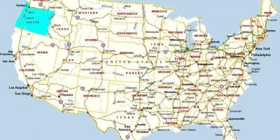Portland Oregon på kart over USA